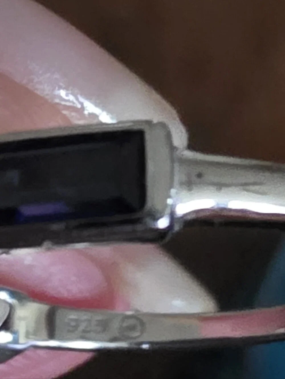 Blue Sapphire-Style Channel Bar Ring